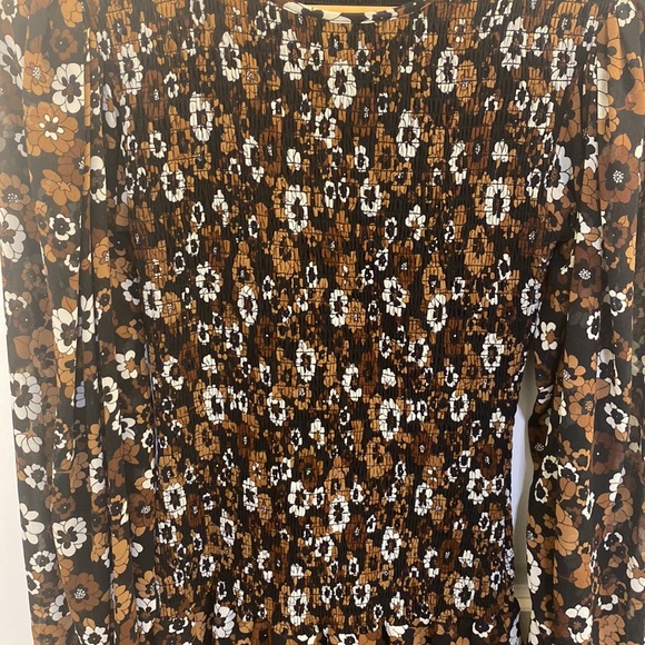 Michael Kors Fall Floral Print Smocked Dress - Picture 6 of 7